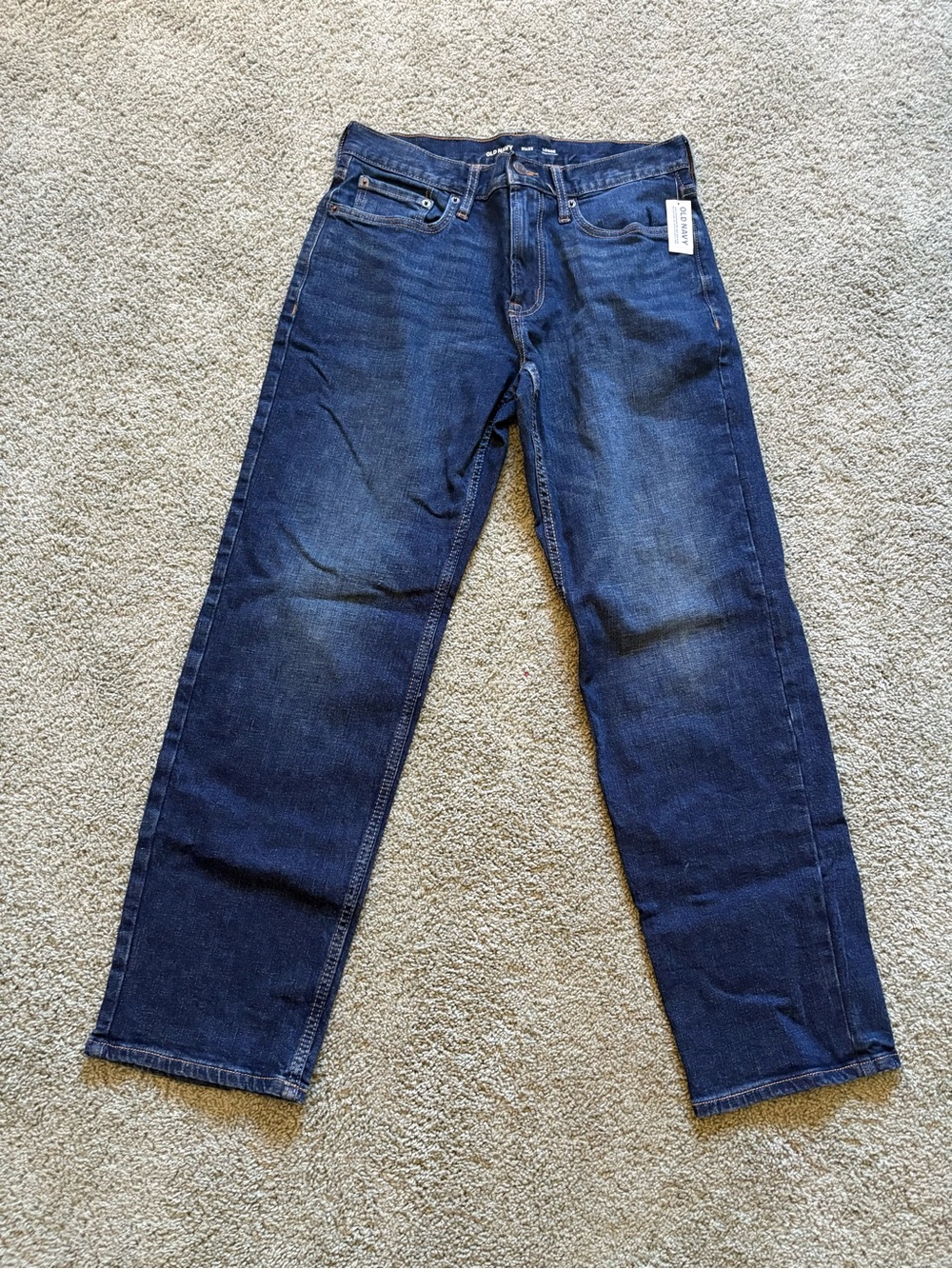 Old Navy Loose Built In Flex Jeans Dark Wash Mens Size 31x32 Straight Leg NWT